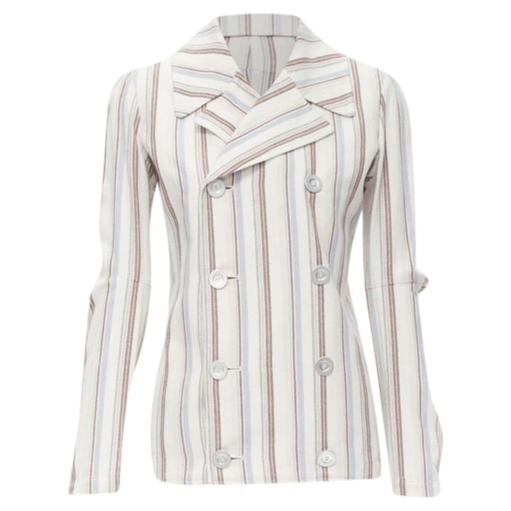 Junya Watanabe stripe cotton cut out sleeve jacket